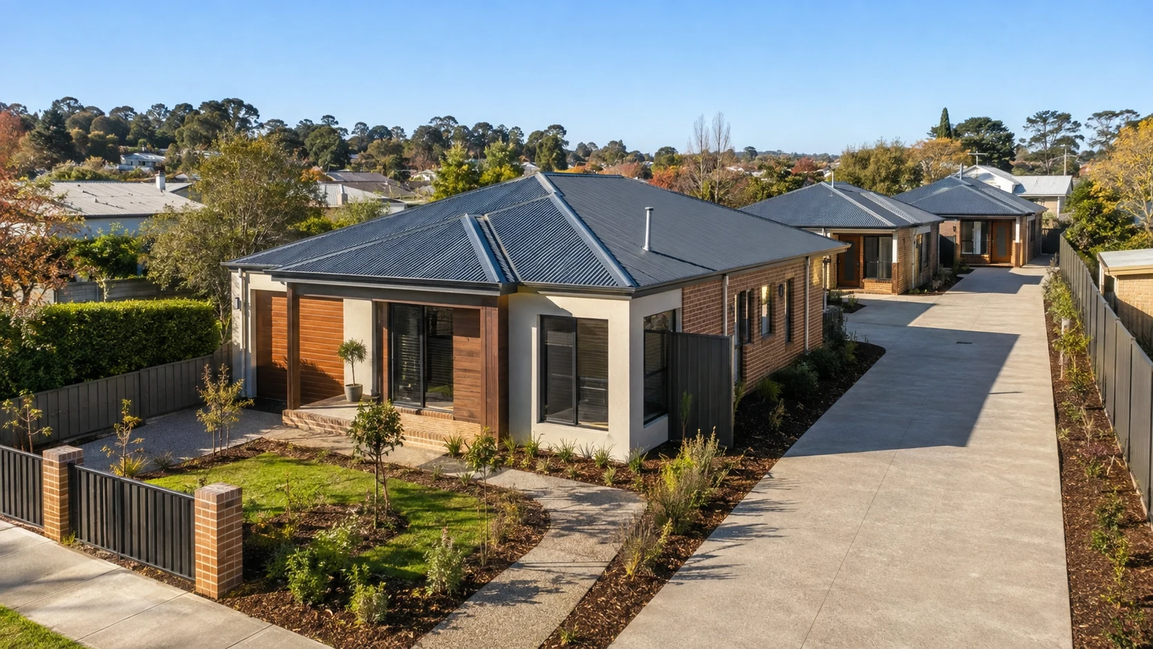 Small group of contemporary homes planned together on one site